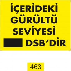 İçerideki Gürültü Seviyesi  DSB dir Uyarı - İkaz Levhası