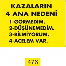 Kazaların 4 Ana Nedeni  Uyarı - İkaz Levhası