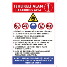  Tehlikeli Alan Hazardous Area / Uyarı - İkaz Levhası