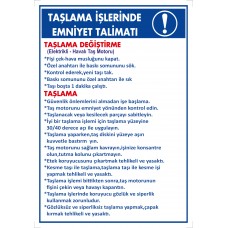  Taşlama İşlerinde Emniyet Talimatı / Uyarı - İkaz Levhası