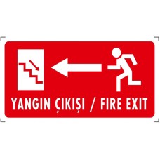  Yangın Çıkışı (Solda Merdivenler) - İkaz Levhası