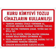 Kuru Kimyevi Cihazların Kullanılışı Uyarı - İkaz Levhası